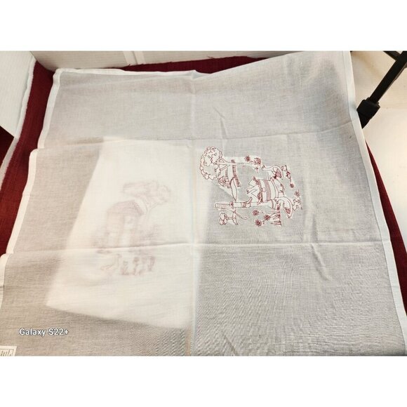 Duck Farm Country Outhouse Kitchen Cotton Tea Towels With Red Embroidery Design - Picture 6 of 9